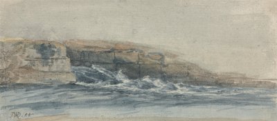 Mer se brisant sur des falaises rocheuses à gauche - James Ward